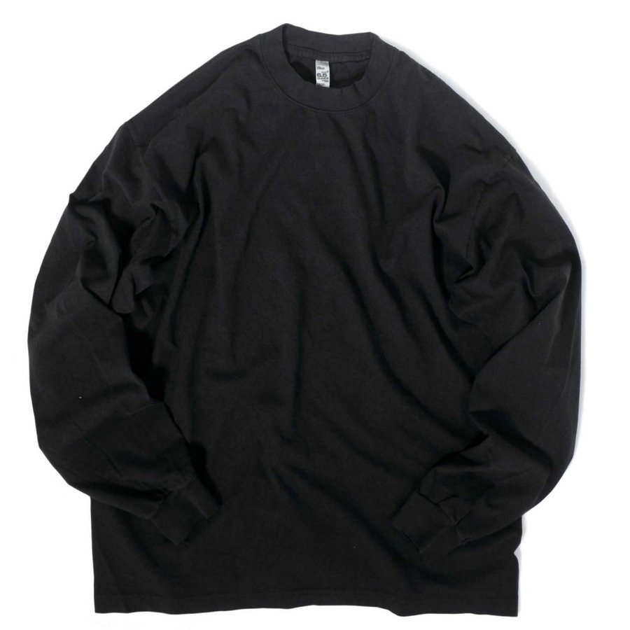画像1: Los Angeles Apparel 6.5oz L/S Garment Dye T-Shirts Black / ロサンゼルスアパレル 6.5オンス ガーメントダイ ロングスリーブ クルーネック Tシャツ ブラック (1)