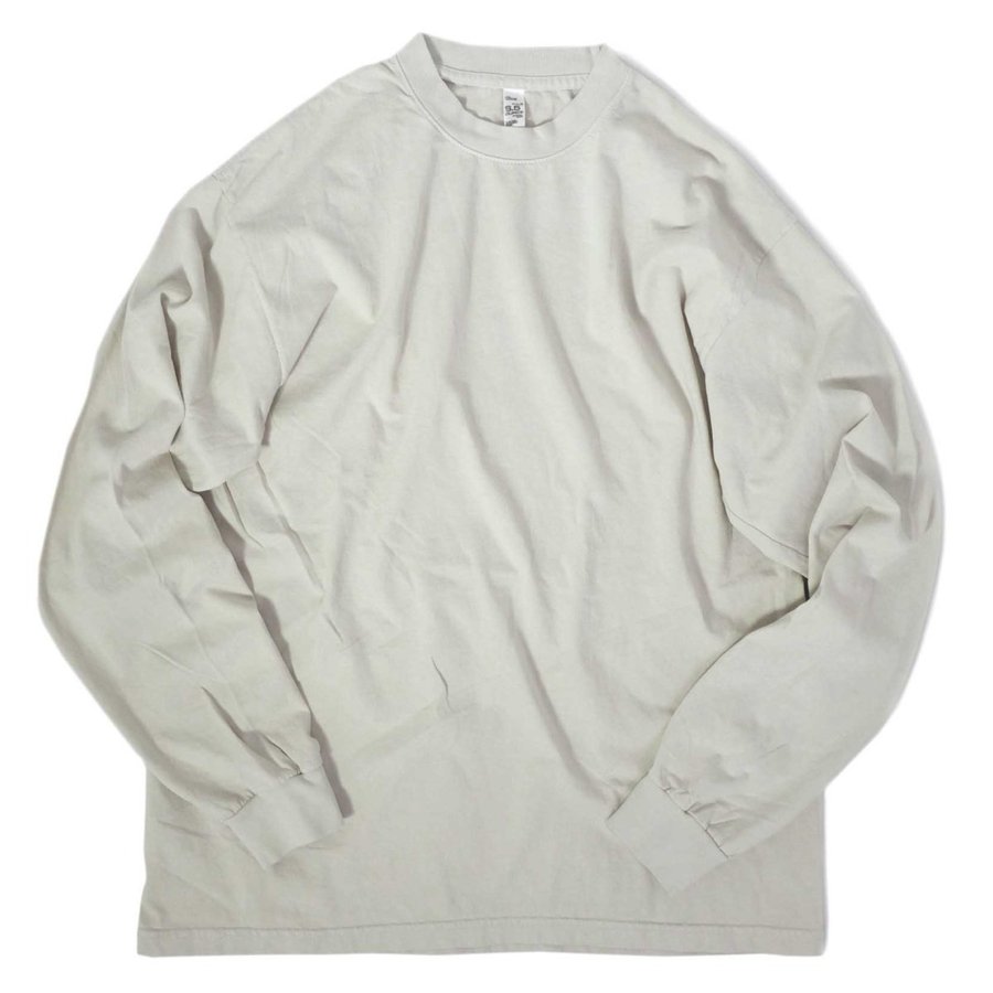 Los Angeles Apparel 6.5oz L/S Garment Dye T-Shirts Cement / ロサンゼルスアパレル  6.5オンス ガーメントダイ ロングスリーブ クルーネック Tシャツ セメント - RAWDRIP