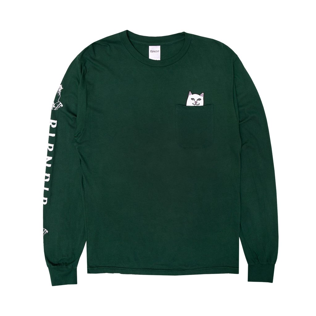 Ripndip Lord Nermal Pocket Long Sleeve T Shirts Hunter Green リップンディップ ロングスリーブ Tシャツ ハンターグリーン Rawdrip