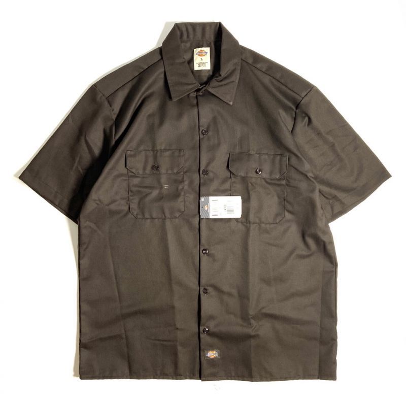 画像1: Dickies S/S Work Shirts Dark Brown / ディッキーズ ショートスリーブ ワークシャツ ダークブラウン (1)