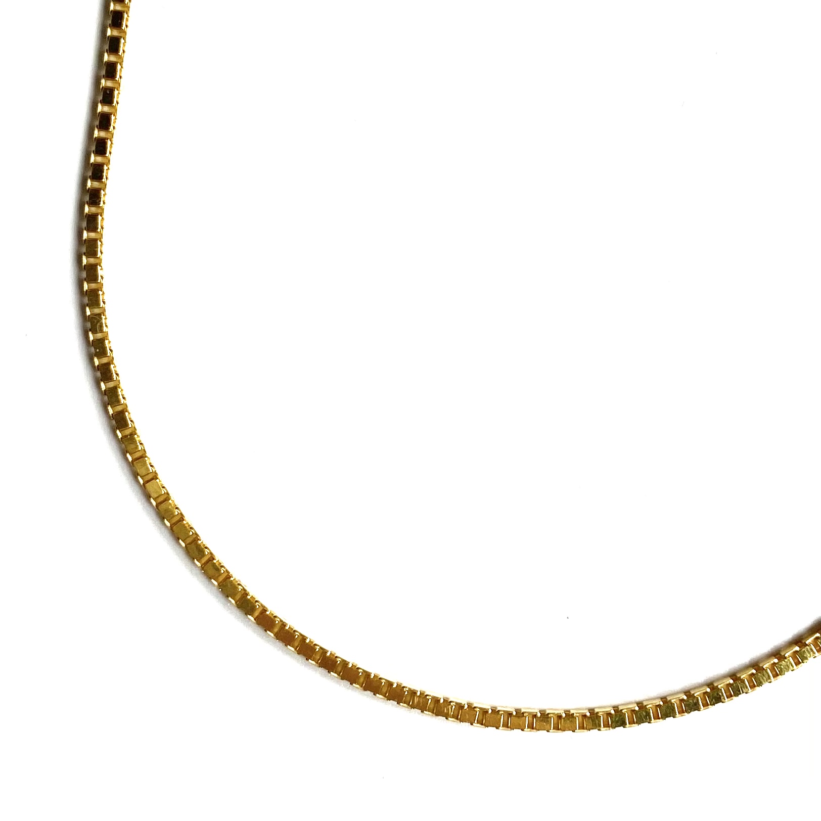 画像1: 18k Gold Plated 1.5mm Box Chain Necklace Gold / 18金メッキ 925 シルバー ボックス チェーン ネックレス ゴールド (1)