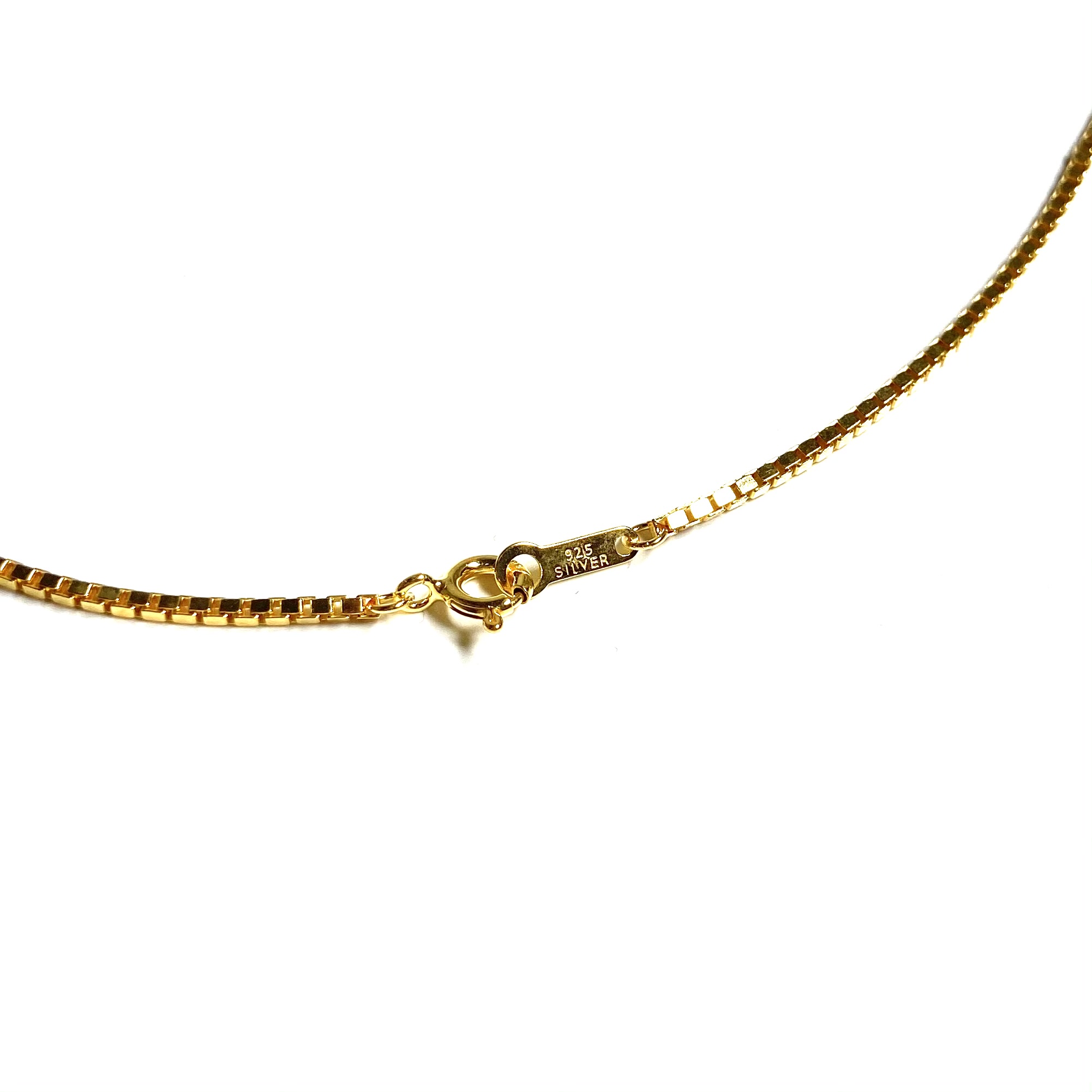 18k Gold Plated 1.5mm Box Chain Necklace Gold / 18金メッキ 925