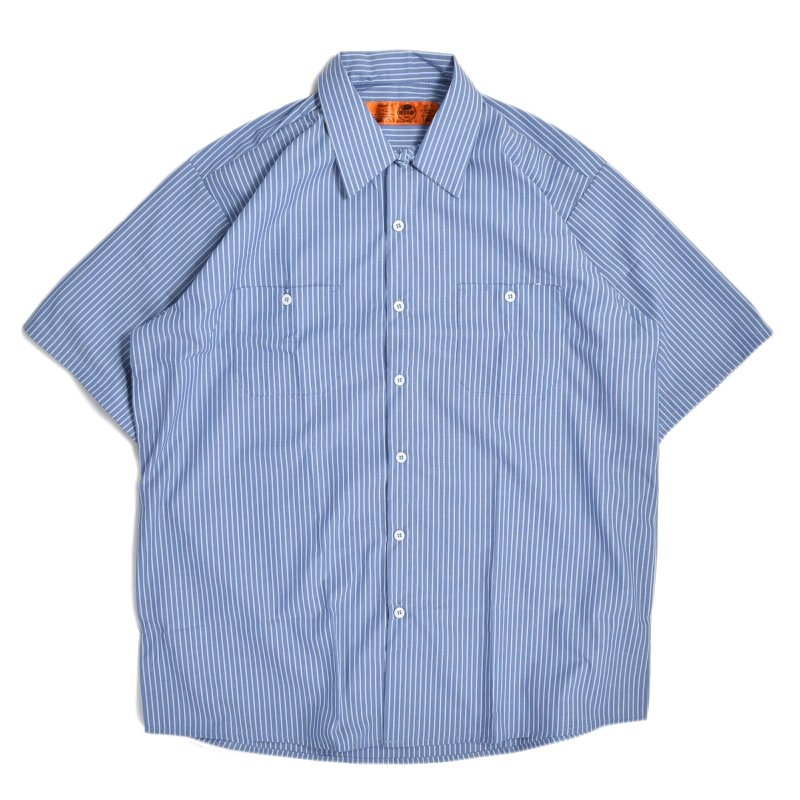 画像1: Red Kap S/S Stripe Work Shirts Blue x White / レッドキャップ ショートスリーブ ストライプ ワークシャツ ブルーｘホワイト (1)