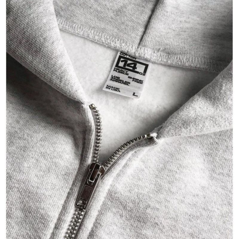 Los Angeles Apparel 14oz Heavy Fleece Full Zip Hoodie Ash / ロサンゼルスアパレル  14オンス ヘビーフリース フルジップ スウェットフーディ アッシュ - RAWDRIP
