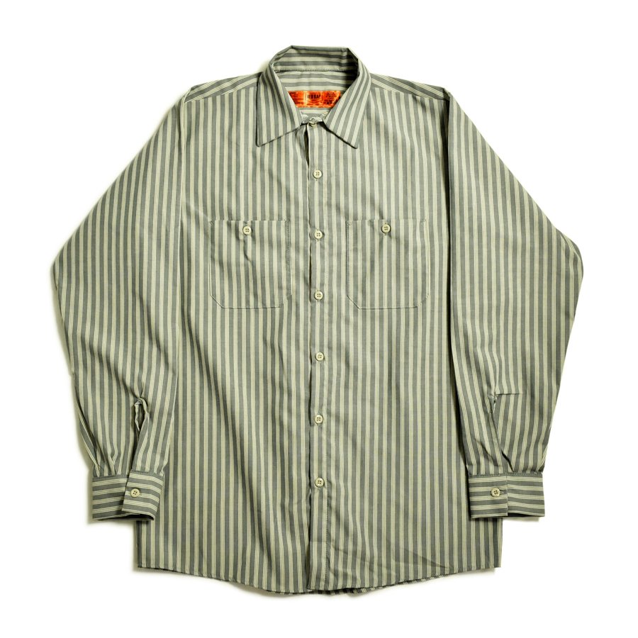 画像1: Red Kap L/S Stripe Work Shirts Green/Khaki / レッドキャップ ロングスリーブ ストライプ ワークシャツ グリーン/カーキ (1)