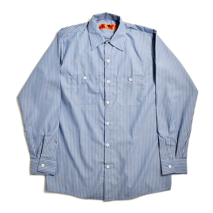画像1: Red Kap L/S Stripe Work Shirts Blue/White / レッドキャップ ロングスリーブ ストライプ ワークシャツ ブルー/ホワイト (1)