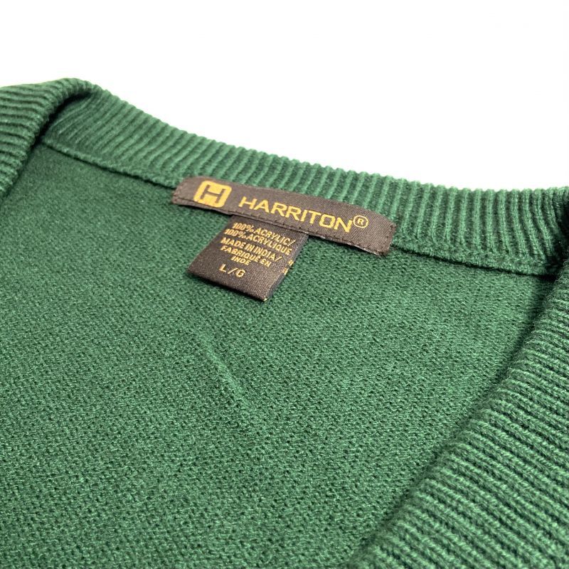 Harriton V-Neck Acrylic Cardigan Green / ハリトン アクリル ニット