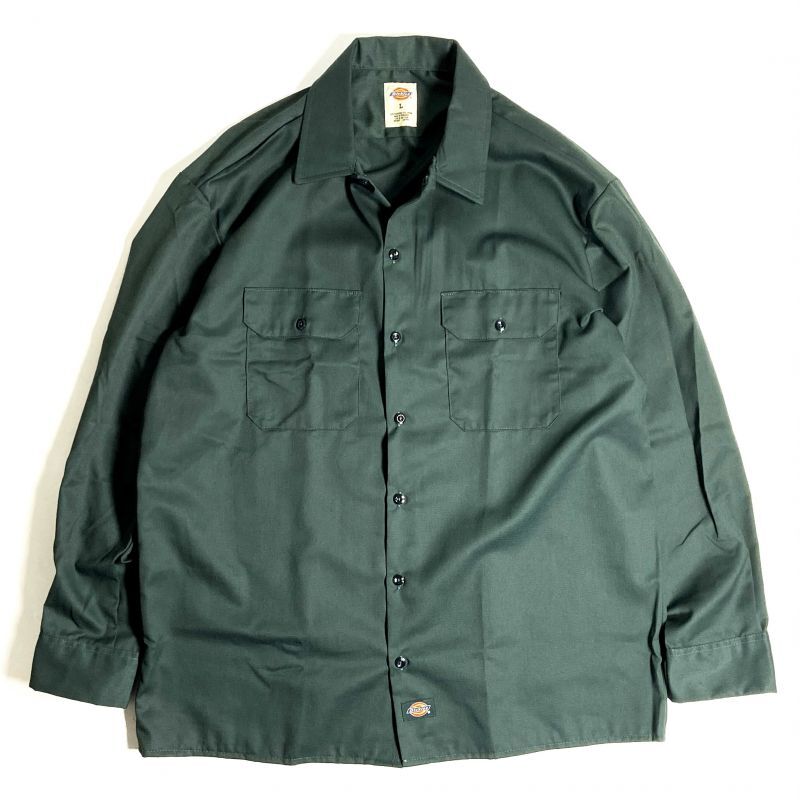 Dickies L S Work Shirts Hunter Green ディッキーズ ロングスリーブ ワークシャツ ハンターグリーン Rawdrip