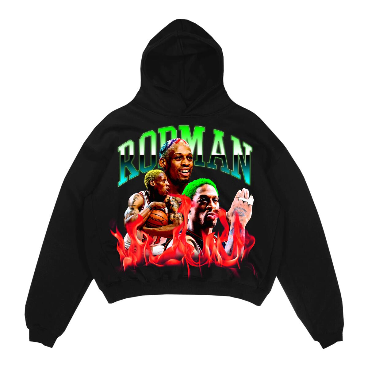画像1: Rodman Brand Collage Hoody Black / ロッドマンブランド プルオーバー スウェットフーディ ブラック (1)