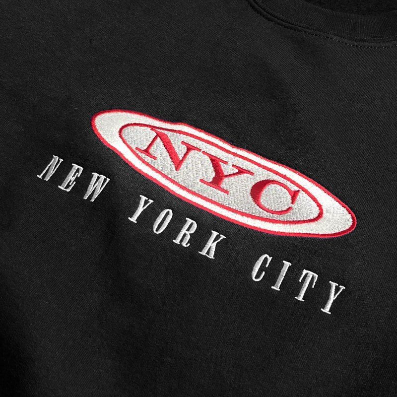 New York Oval Logo Embroidered Sweatshirts Black / ニューヨーク