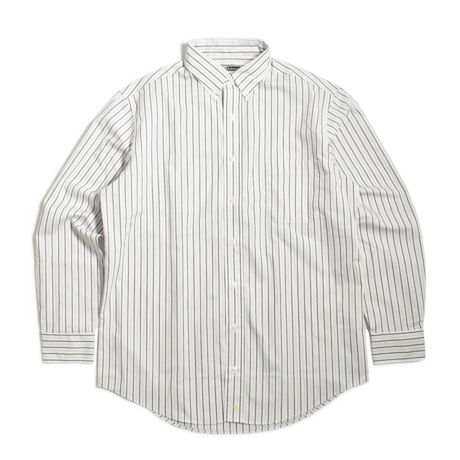 画像1: Edwards Double Stripe Poplin L/S Shirts Silver / エドワーズ ダブルストライプ ポプリン ロングスリーブ シャツ シルバー (1)