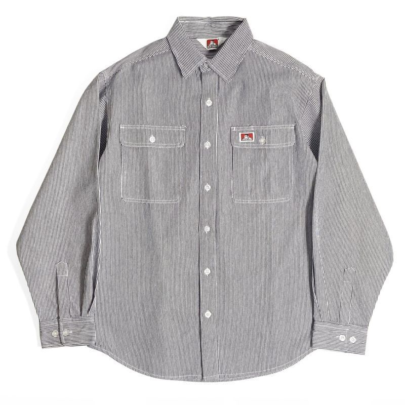 画像1: Ben Davis Heavy Cotton L/S Striped Button Up Shirts Hickory / ベン デイビス ヘビーコットン ロングスリーブ ボタンアップ シャツ ヒッコリー (1)