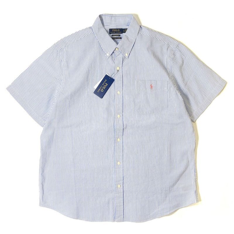 画像1: Polo Ralph Lauren S/S Stripe Seersucker Shirts Blue / ポロ ラルフローレン ストライプ シアサッカーシャツ ブルー (1)