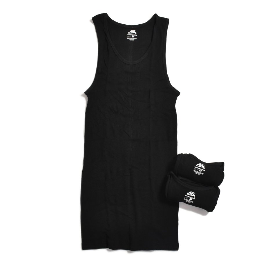 画像1: PRO5 3pack Comfort Fit A-Shirts Black / プロファイブ 3パック リブ タンクトップ ブラック (1)