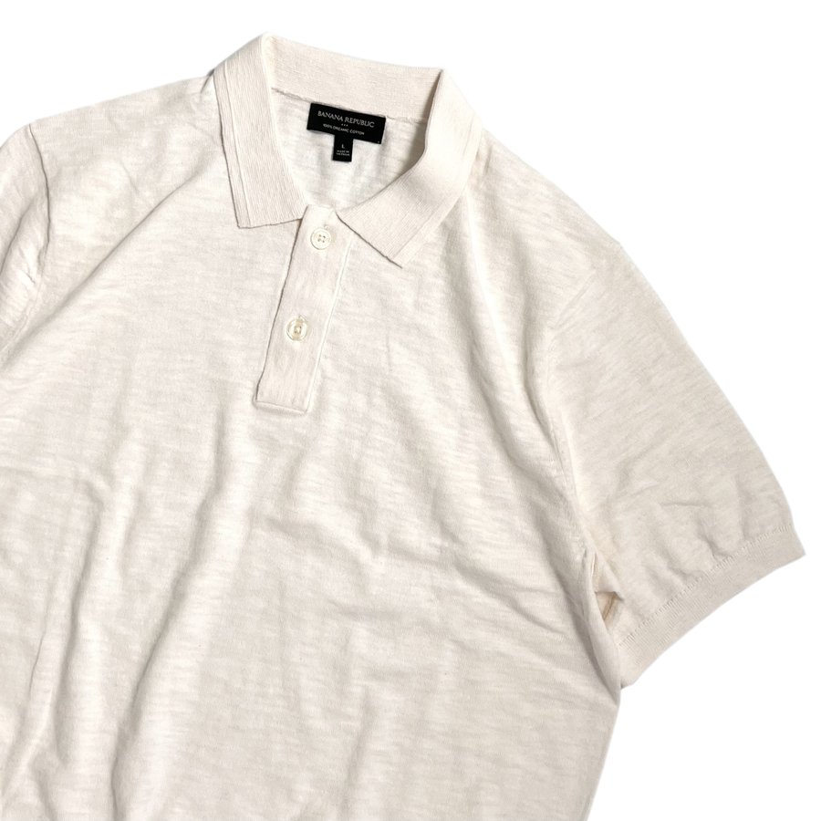 Banana Republic S/S Organic Cotton Knit Polo Shirts Natural バナナリパブリック  オーガニックコットン ニットポロシャツ ナチュラル RAWDRIP