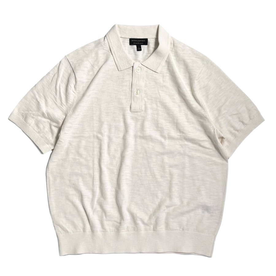 Banana Republic S/S Organic Cotton Knit Polo Shirts Natural バナナリパブリック  オーガニックコットン ニットポロシャツ ナチュラル RAWDRIP