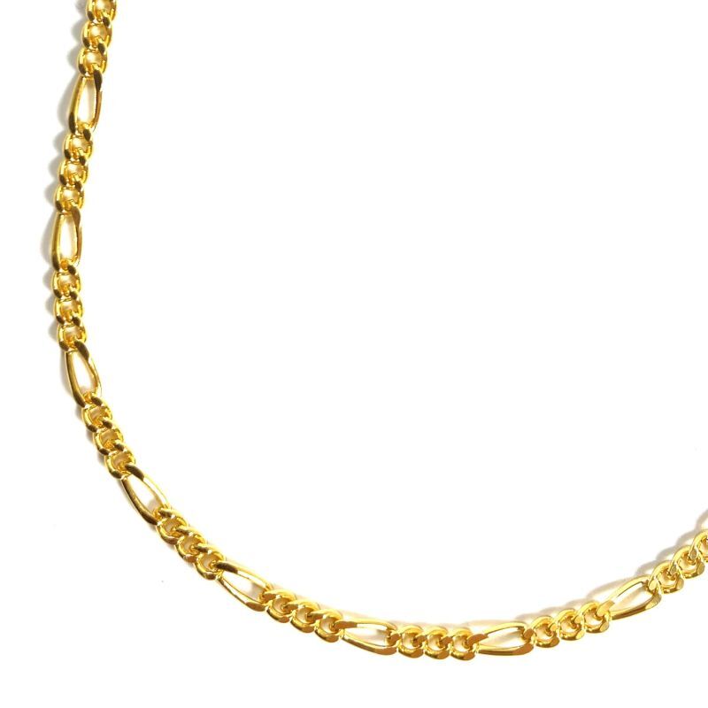 画像1: 18k Gold Plated 1.5mm Figaro Chain Necklace Gold / 18金メッキ 925 シルバー フィガロ チェーン ネックレス ゴールド (1)