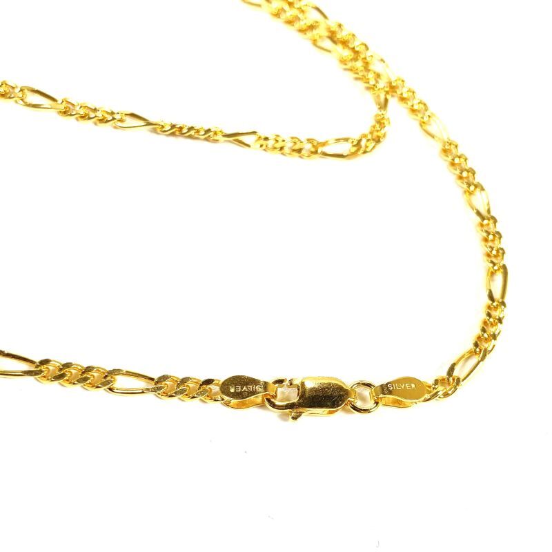 18k Gold Plated 1.5mm Figaro Chain Necklace Gold / 18金メッキ 925