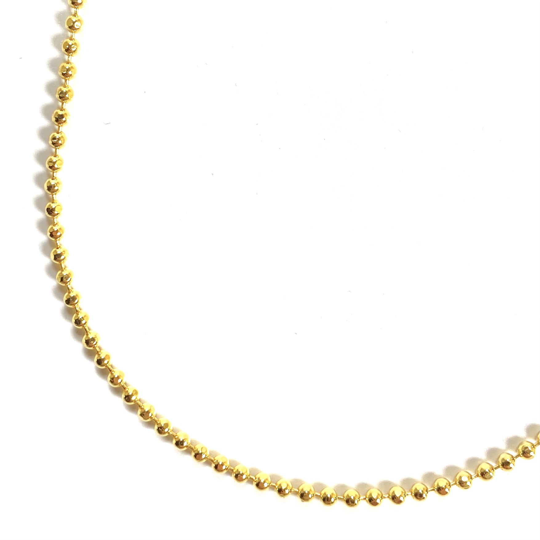 画像1: 18k Gold Plated 1.5mm Cutball Chain Necklace Gold / 18金メッキ 925 シルバー カットボール チェーン ネックレス ゴールド (1)