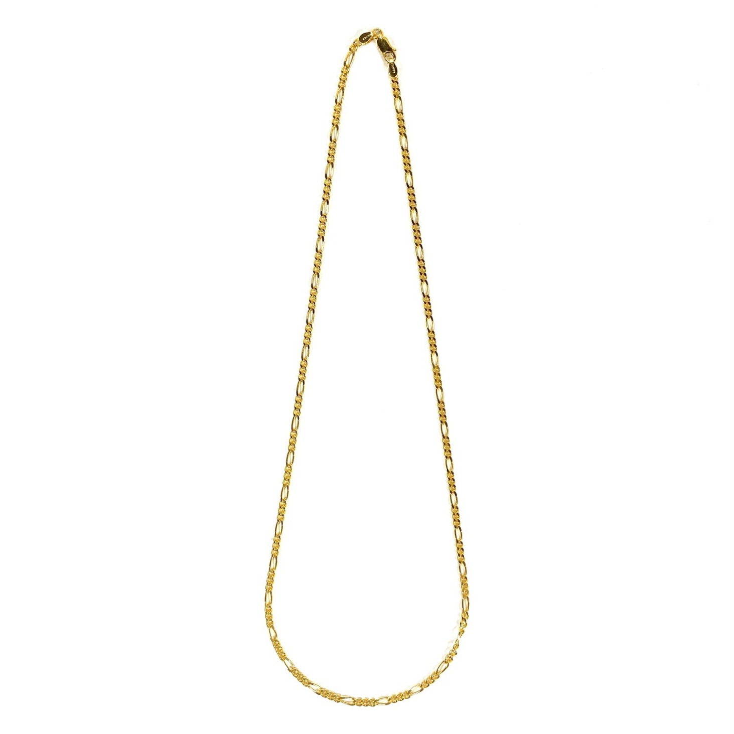 18k Gold Plated 1.5mm Figaro Chain Necklace Gold / 18金メッキ 925 