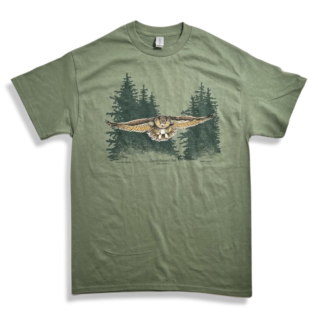 Liberty Graphics Owl In Flight S S T Shirts Olive 