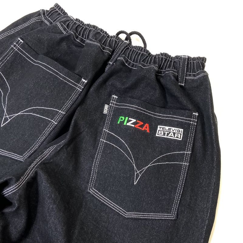 Televisi StarｘPizza Denim Pants Black / テレビジスタ―ｘピザスケートボード デニムパンツ ブラック -  RAWDRIP