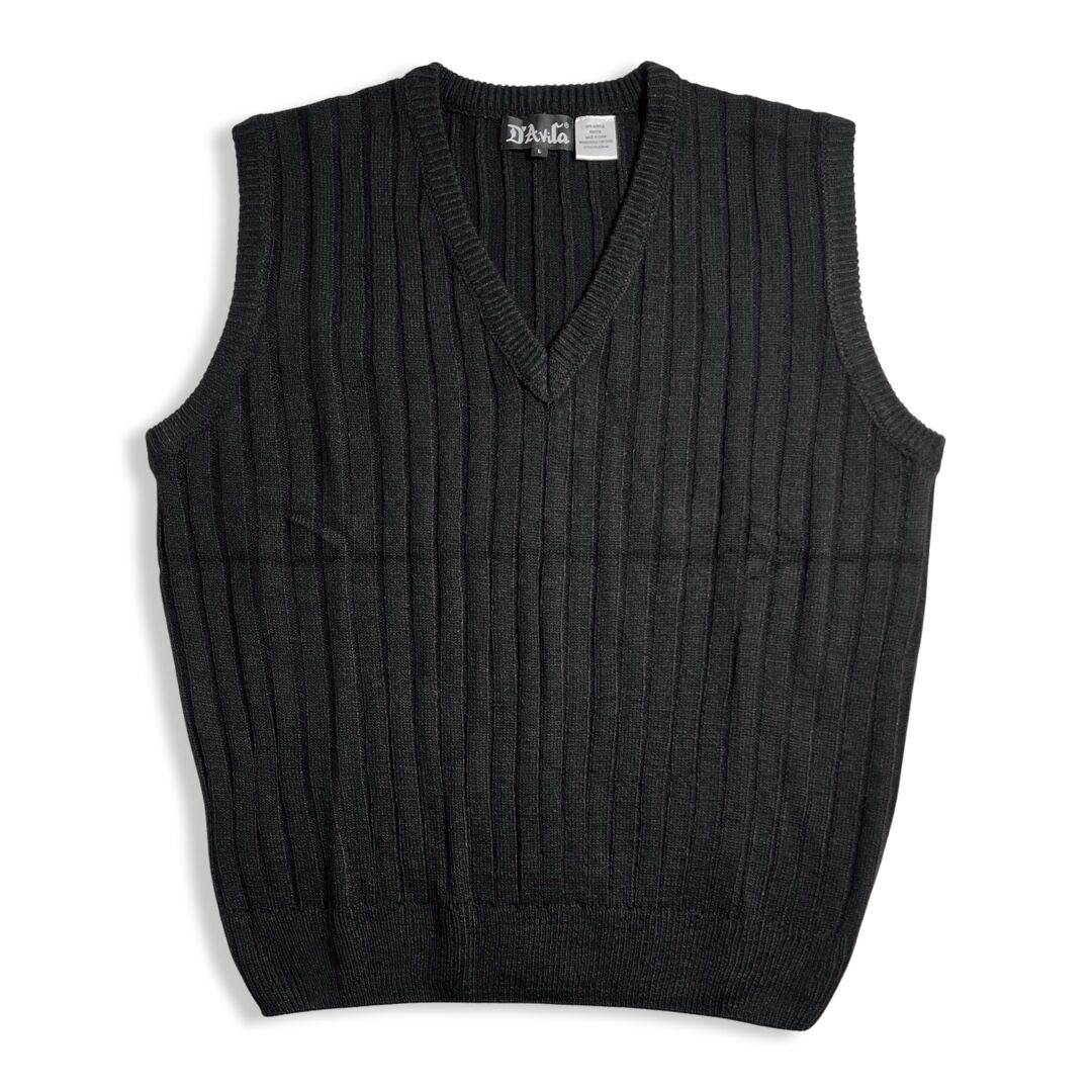 画像1: Lord Daniel Sportswear Rib Pullover V-Neck Sweater Vest Black / ロードダニエルスポーツウェア リブ プルオーバー Vネック セーター ニットベスト ブラック (1)