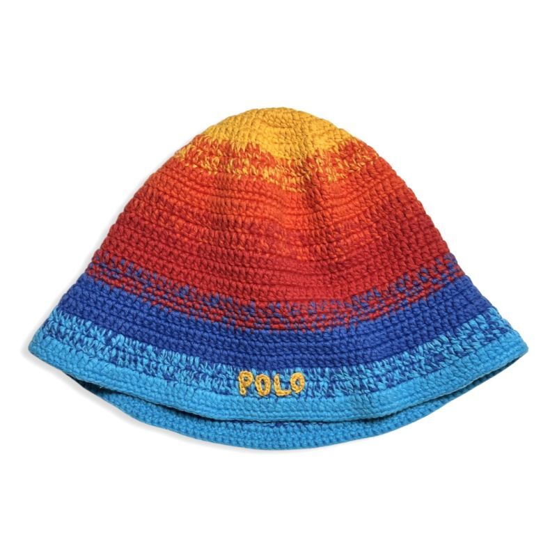 画像1: Polo Ralph Lauren Stripe Crochet Hat Multi / ポロ ラルフローレン ストライプ ニットハット マルチ (1)