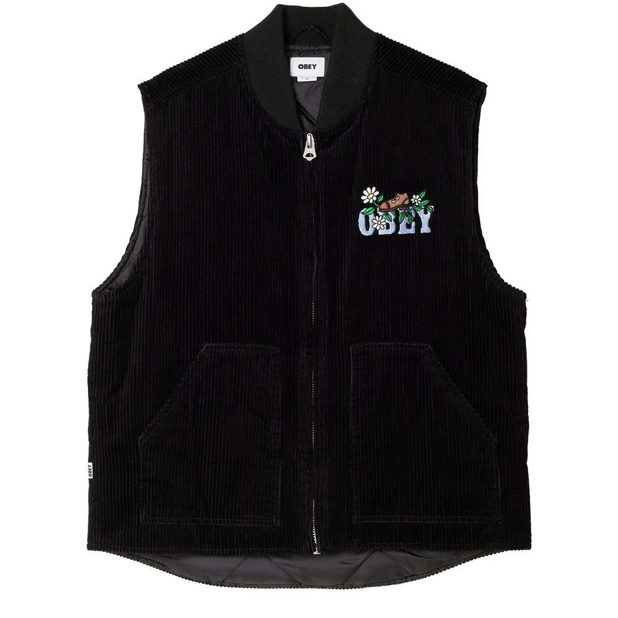 画像1: OBEY Duke Corduroy Vest Black / オベイ デューク コーデュロイ ベスト ブラック (1)