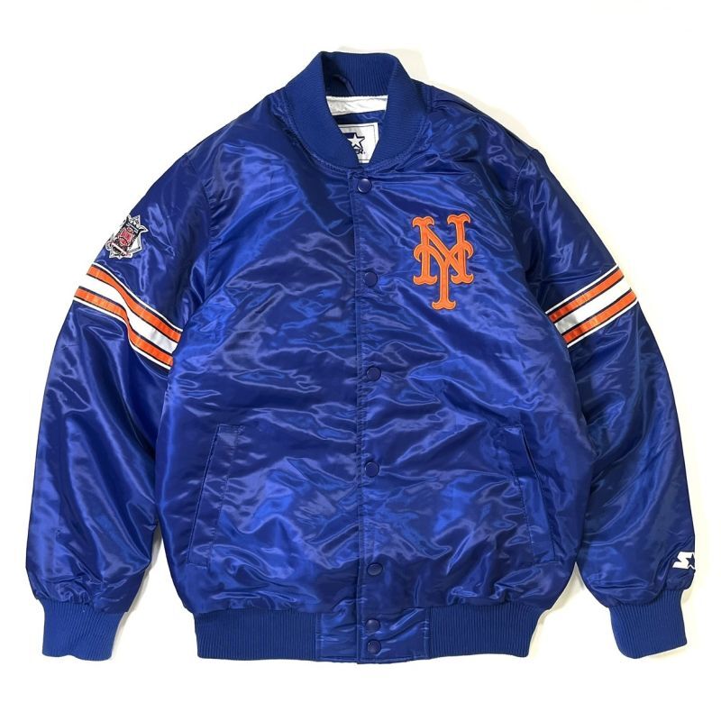 画像1: STARTER The Pick& Roll Varsity Satin Jacket New York Mets Royal / スターター ピックアンドロール バーシティ サテン ジャケット ニューヨーク・メッツ ロイヤル (1)