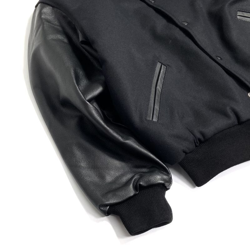 GAME Sportswear Genuine Wool ｘLeather Varsity Jacket Black 