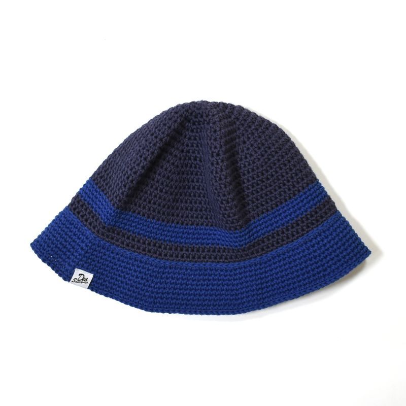 画像1: DenｘRAWDRIP Exclusive Stripe Cotton Hand Knitted Hat Navy / デン スーベニアｘロウドリップ エクスクルーシブ ストライプ コットン ハンドニットハット ネイビー (1)