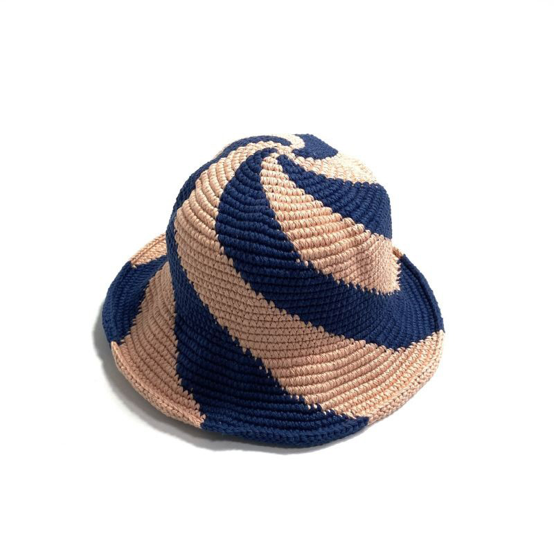 画像1: Checks Downtown Spiral Crochet Hat PeachｘNavy / チェックスダウンタウン スパイラル クローシェハット ピーチｘネイビー (1)