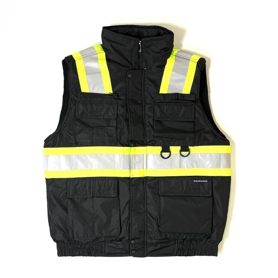 画像1: Renegade Sports Padded Nylon Vest with Reflective Taping Black / レネゲードスポーツ ナイロン リフレクティブテーピング ベスト ブラック (1)