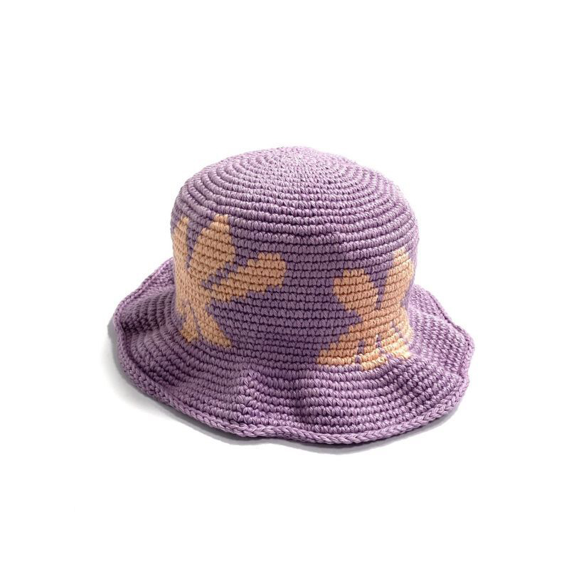 画像1: Checks Downtown Flower Crochet Hat PurpleｘPeach / チェックスダウンタウン フラワー クローシェハット パープルｘピーチ (1)
