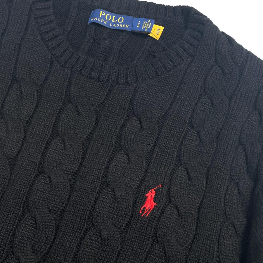 Polo Ralph Lauren Crewneck Cable Cotton Sweater Black/ ポロ ラルフ ...