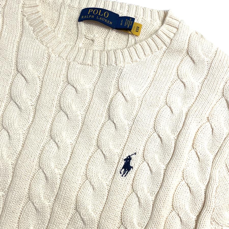 Polo Ralph Lauren Crewneck Cable Cotton Sweater Cream / ポロ ...