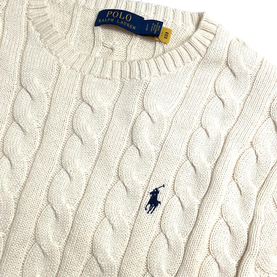 Polo Ralph Lauren Crewneck Cable Cotton Sweater Cream / ポロ