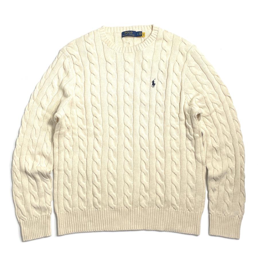 Polo Ralph Lauren Crewneck Cable Cotton Sweater Cream / ポロ