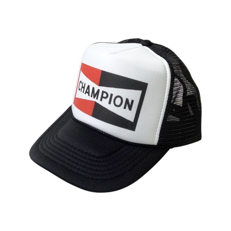 画像1: Trucker Hat USA Champion Spark plug Black / トラッカーハットユーエスエー メッシュキャップ チャンピオン ブラック (1)