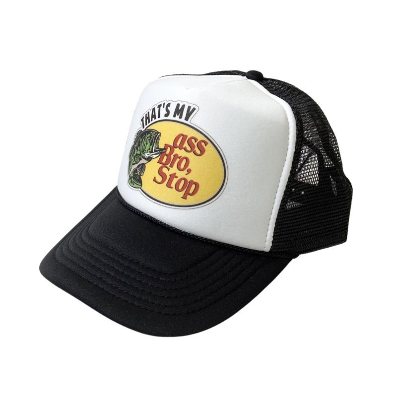 画像1: Trucker Hat USA ass Bro Stop Black / トラッカーハットユーエスエー メッシュキャップ ブラック (1)