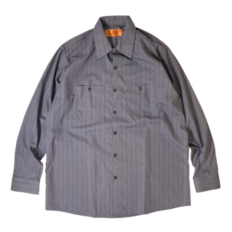 画像1: Red Kap L/S Industrial Stripe Work Shirts CharcoalｘBlueｘWhite / レッドキャップ ロングスリーブ ストライプ ワークシャツ チャコールｘブルーｘホワイト (1)