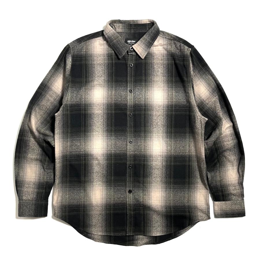 画像1: Shakawear Plaid Flannel Overshirts Shadow Black / シャカウェア プレイド フランネル オーバーシャツ シャドウブラック (1)