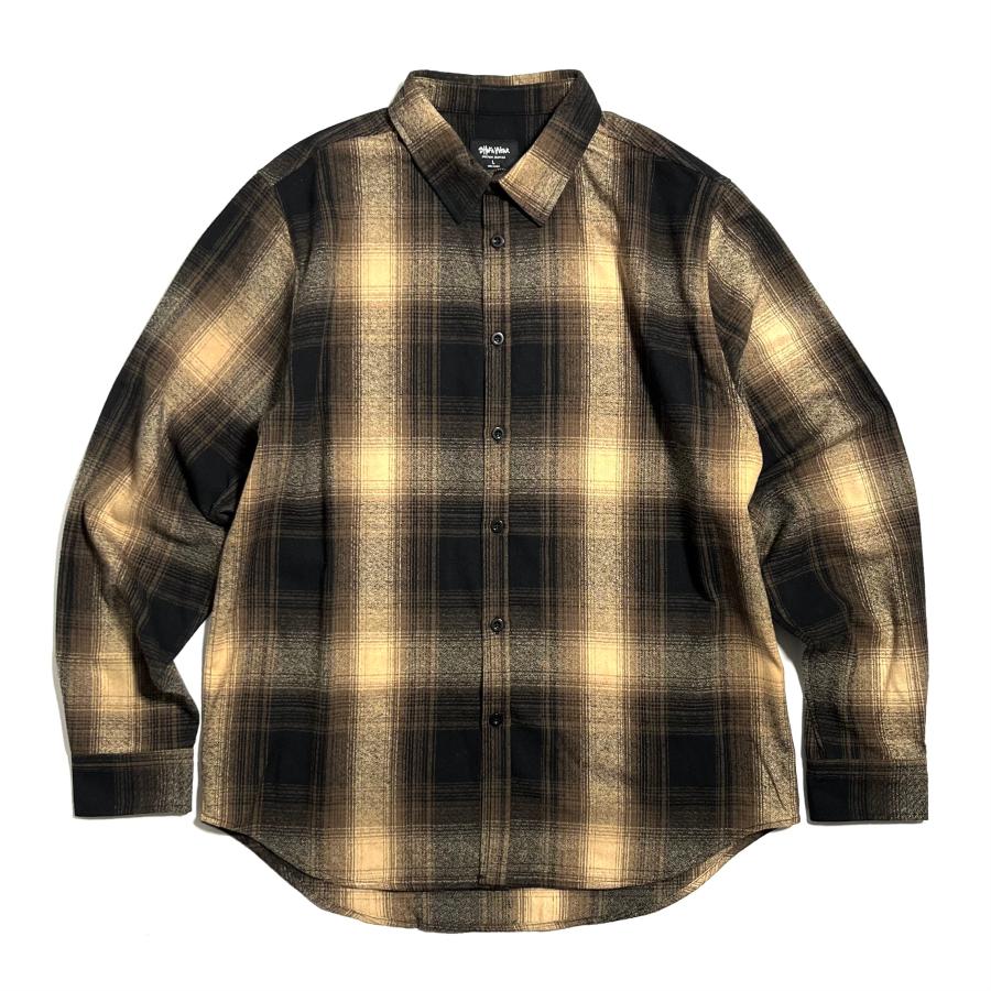 画像1: Shakawear Plaid Flannel Overshirts TanｘBrown / シャカウェア プレイド フランネル オーバーシャツ タンｘブラウン (1)