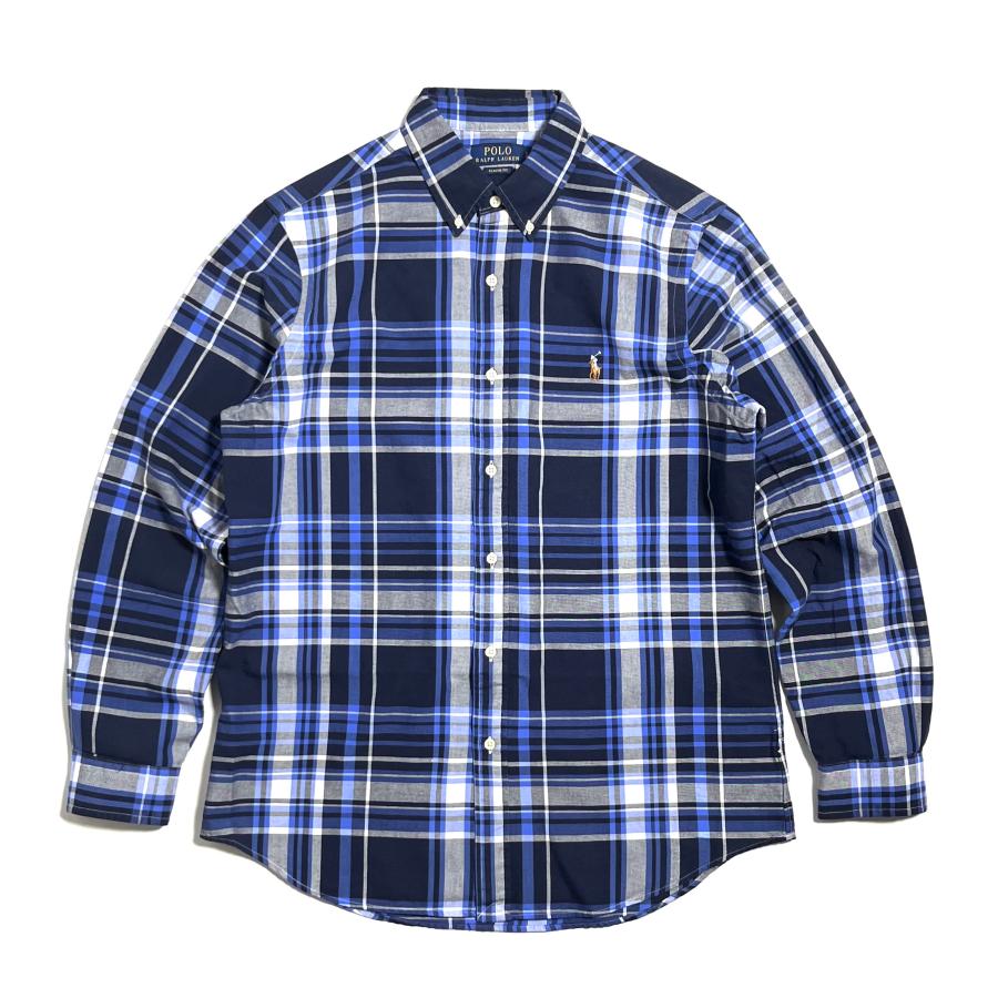 Polo Ralph Lauren L/S Classic Fit Plaid Oxford Shirts NavyｘBlue ...