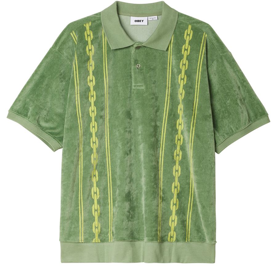 画像1: OBEY Pensa Velour Polo Shirts Jade Multi / オベイ ベロア ポロシャツ ジェイドマルチ (1)