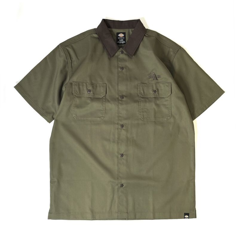 画像1: Dickies Vincent Alvarez Block Collar Work Shirts Military Green / ディッキーズ ヴィンセント・アルバレズ ブロックカラー ワークシャツ ミリタリーグリーン (1)