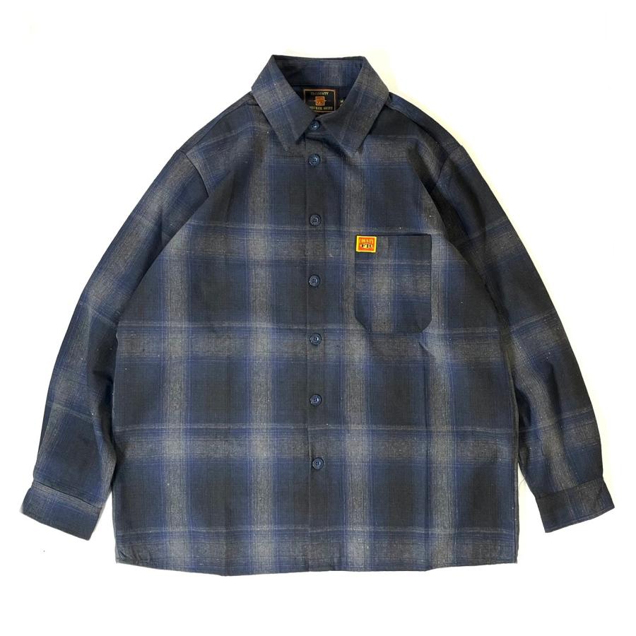 画像1: FB County L/S Checker Flannel Shirts RoyalｘBlackｘGrey / エフビーカウンティ チェッカー フランネル シャツ ロイヤルｘブラックｘグレー (1)