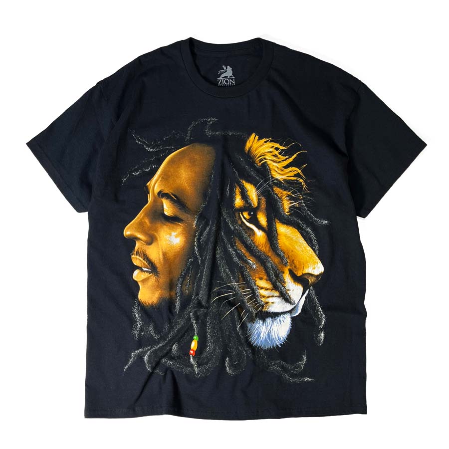 Zion Rootswear Bob Marley Profiles Rasta Lion T-Shirts Black 