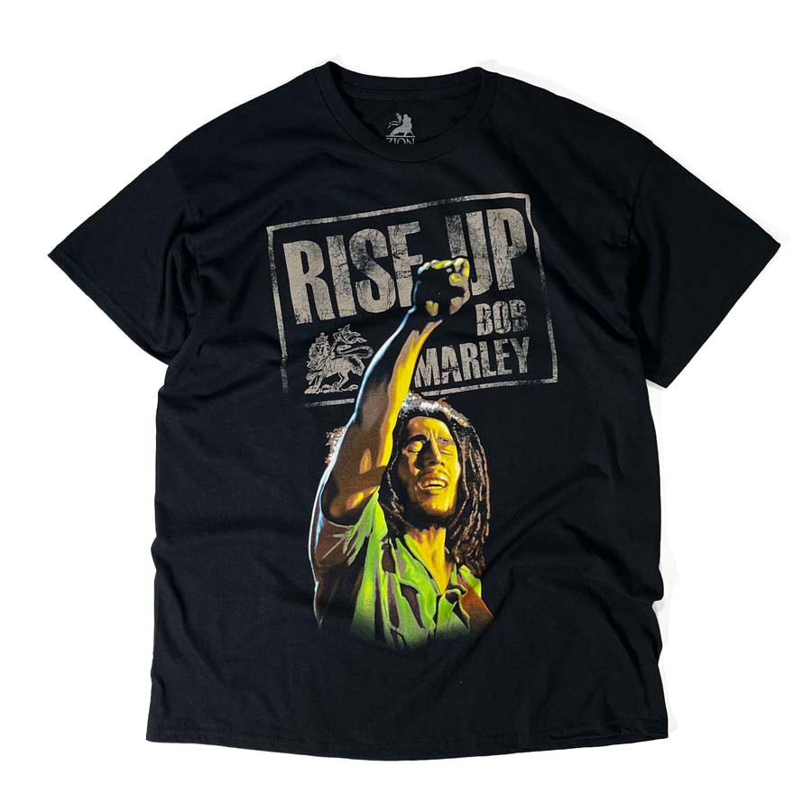画像1: Zion Rootswear Bob Marley Rise Up T-Shirts Black / ザイオンルーツウェア ライズアップ Tシャツ ブラック (1)